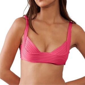 NEW REVEL REY Faye Textured Underwire Bikini Top Size Large Halcyon Pink